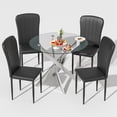 thumbnail image 5 of Round Dining Table Set for 4, 5-Piece Modern Tempered Glass Table with 4 Black Chairs - Compact Design for Kitchen/Living Room/Dining Room, 5 of 7