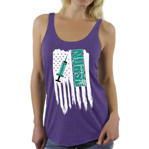 Awkward Styles American Flag Nurse Women Racerback Tank Top Independence Day 4th of July Nurse Women Shirt Gifts for Women USA Nurse Tank for Women Nurse Gifts USA Flag Nurse Women Top