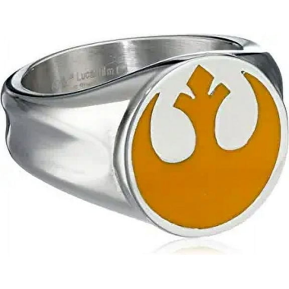 Stainless Steel Yellow Rebel Symbol Ring