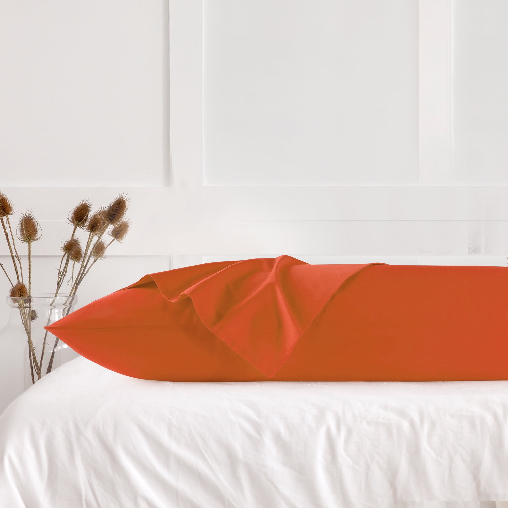 3 Pack Breathable Egyptian Cotton Body Pillow Covers, 20" x 72", Orange