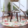 thumbnail image 4 of Spring Pink Flower Round Area&nbsp;Rug 8ft Country Vintage Red Pink Floral Green Leaf Non-Slip&nbsp;Washable Circle Rugs Soft Felt Indoor Floor Mat for Bedroom Kitchen Living Room Bathroom, 4 of 9