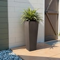 thumbnail image 6 of JUMMICO Set of 2 Resin Rattan Tall Planters Outdoor, Large Tapered Planters with Drainage Holes&Inner Trays, Flower Pots for Garden, Patio, Porch, Backyard (Brown, 32''), 6 of 7
