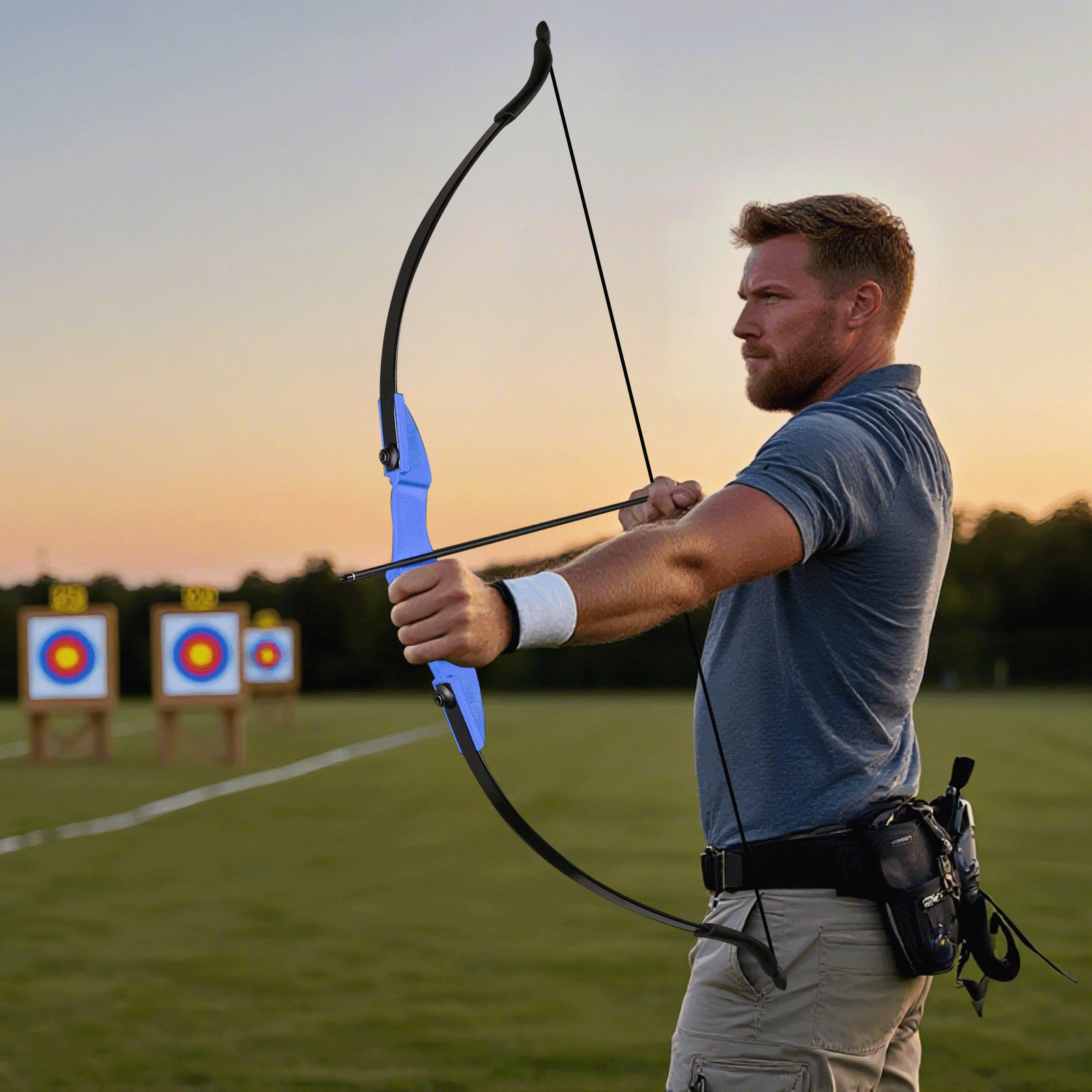 Adult Youth Recurve Bow Kit, 53 Inch 40 LBS Takedown Bow, Universal Left & Right Hand Archery Bow and 6 Arrows for Outdoor Target Practicing