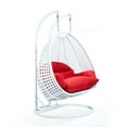 thumbnail image 4 of LeisureMod Modern Beige Wicker Hanging Double Seater Egg Swing Chair with Cushion, Red - Indoor/Outdoor Patio Swing, 4 of 5
