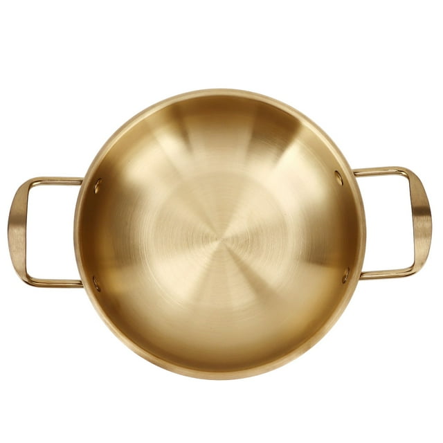 Casserole à Ramen Coréenne Dorée, Casserole à Nouilles en Acier Inoxydable Portable pour la Cuisine, Cuisson Rapide, Casseroles à Nouilles en Aluminium Shin Ramyun pour Cari, Pâtes et Ragoût, Cuisine Domestique