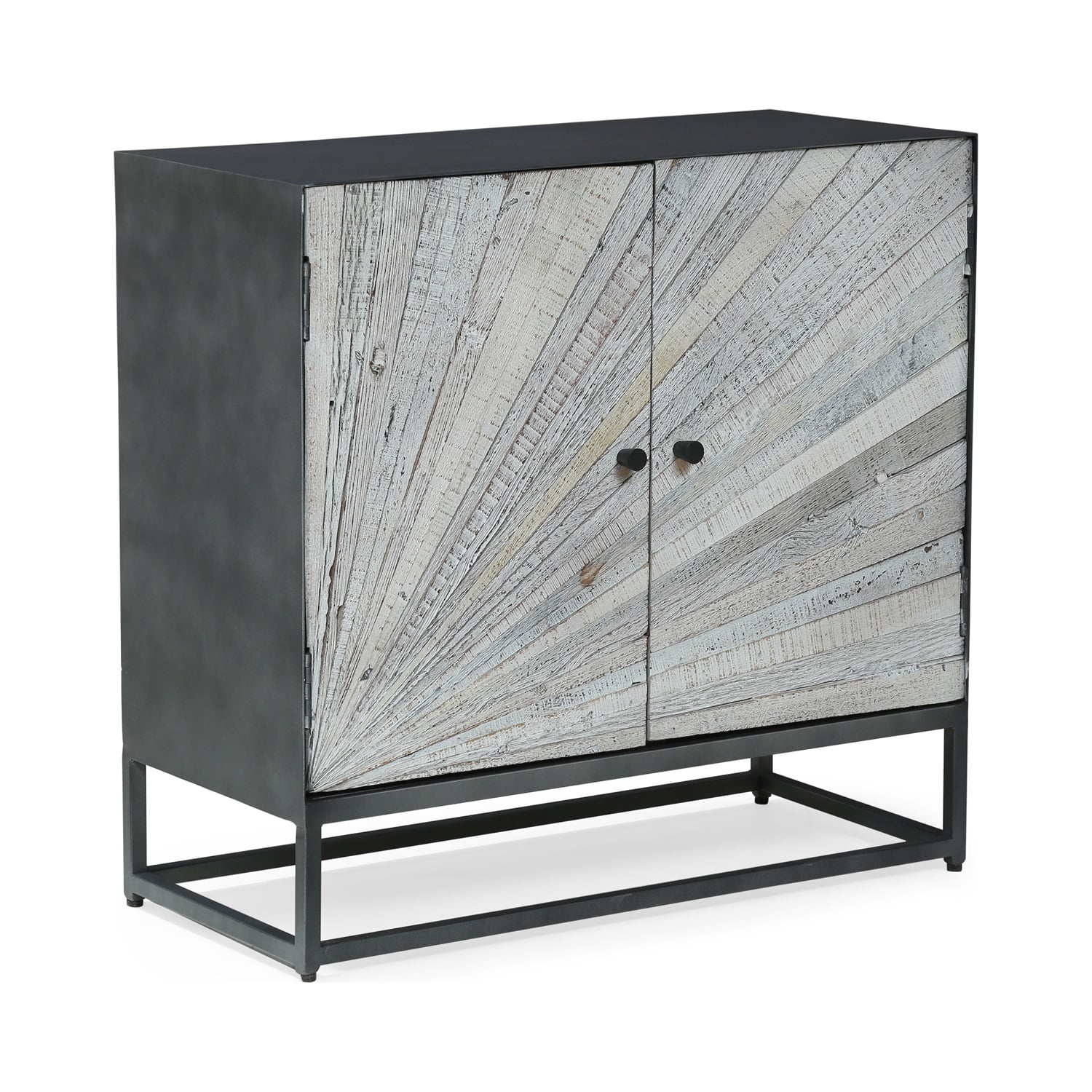 Kadyn Modern Door Cabinet, Industrial Storage Cabinet with 2 Doors, Floor Storage Cabinet for Living Room, Gray and Black