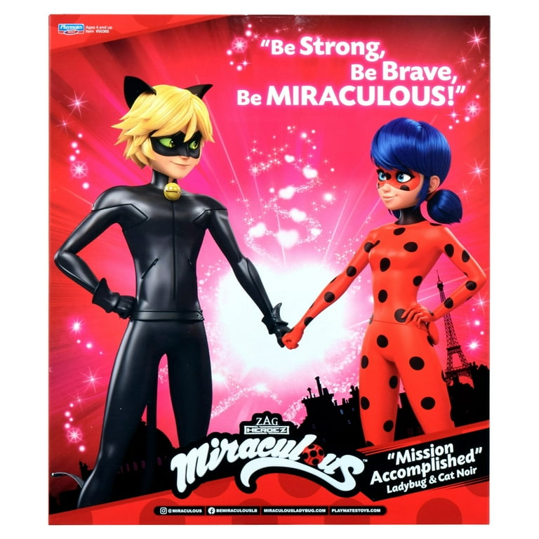 Miraculous Mission Accomplished Ladybug and Cat Noir Doll Playset, 4 Pieces