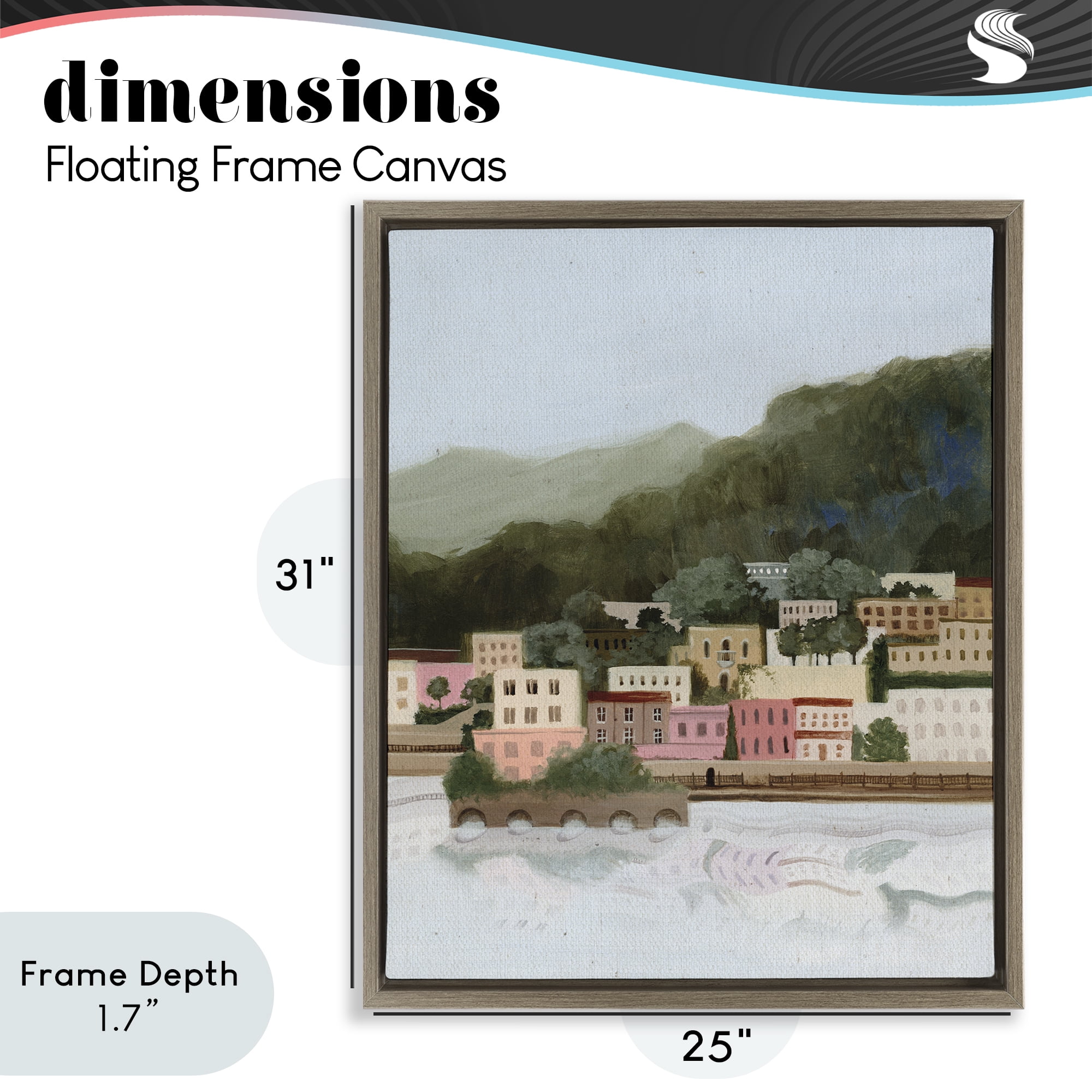 Stupell Industries Mountains By The Sea Brown Framed Floater Canvas Wall Art, design by Grace Popp