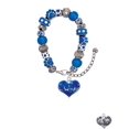 thumbnail image 2 of Delight Jewelry Silvertone Large Blue Flying Santa Heart with AB Crystals Blue Paw Print Bead Bracelet, 7"+2", 2 of 4