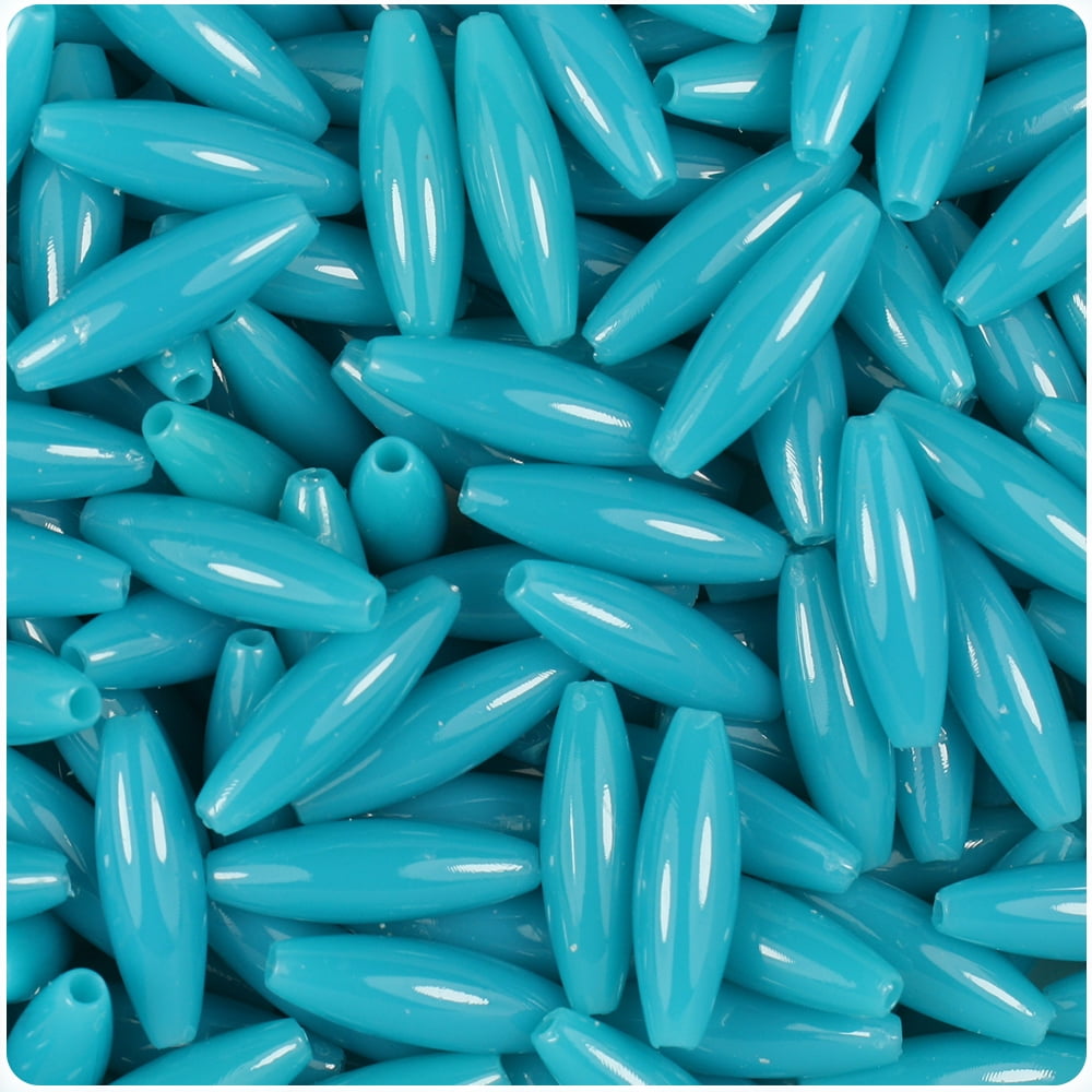BeadTin Dark Turquoise Opaque 19mm Spaghetti Craft Beads (200pcs