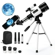 Telescope for Adults & Kids, 70mm Aperture 300mm Refractor Telescopes (15X-150X) for Astronomy Beginners, Portable Travel Telescope with Tripod, Phone Adapter & Carrying Bag, Astronomy Gifts for Kids
