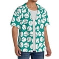 thumbnail image 4 of Vsdgher Green Baseball Print Men's Wrinkle Free Untucked Cuban Shirt Business Casual Button Down Shirts Short Sleeve Shirt, 4 of 7