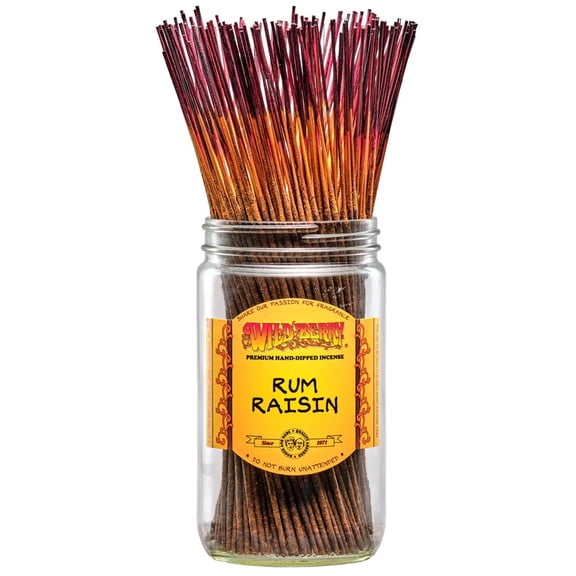 Wild Berry Rum Raisin Incense Sticks, 100 Count Hand-Dipped Aromatic Incense