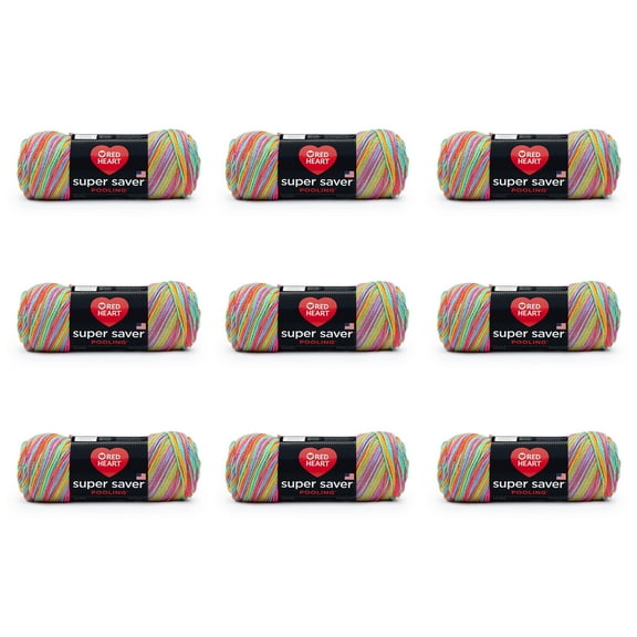 Red Heart Super Saver Pooling 4 Medium Acrylic Yarn, Papaya 5oz/141g, 236 Yards (9 Pack)