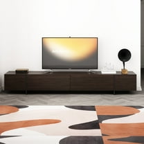 WIAWG TV Stand with 4 Flip-Down Drawers, Modern Entertainment Center with Storage, Media Console Table TV Cabinet, Dark Brown