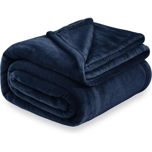 shiyou-Twin Fleece Throw Blanket for Couch, Cozy Lightweight Flannel Blanket, Warm Fuzzy Throw for Winter Bed Sofa Travel (Navy, 60" x 80")