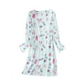 thumbnail image 2 of Womens Long Sleeve Nightgown Soft Printed Sleepshirt Comfortable Pajama Dress Casual Loungewear, 2 of 8