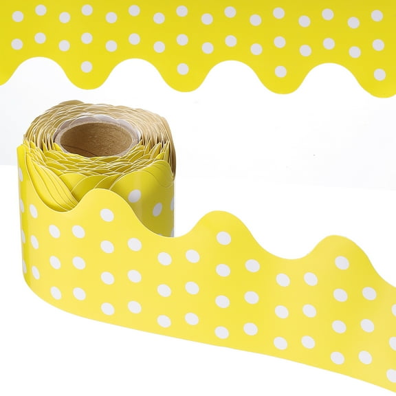 Uxcell Dots Bulletin Board Border, 33 Feet Poster Chalkboard Cork Decoration Trim Scalloped Borders Wall Decor for Classroom Office Locker, Yellow