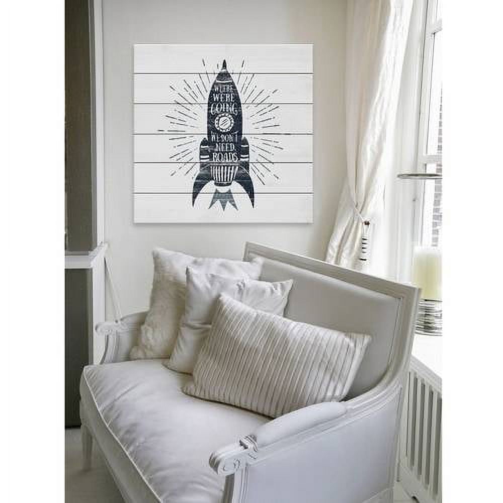 No Roads Needed Painting Print on White Wood