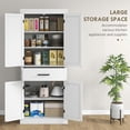 thumbnail image 5 of GVN Kitchen Pantry,72" Kitchen Tall Cabinet, Freestanding Pantry Storage with Barn Doors & 5-Tier Shelves for Home, Dining Room, White, 5 of 6