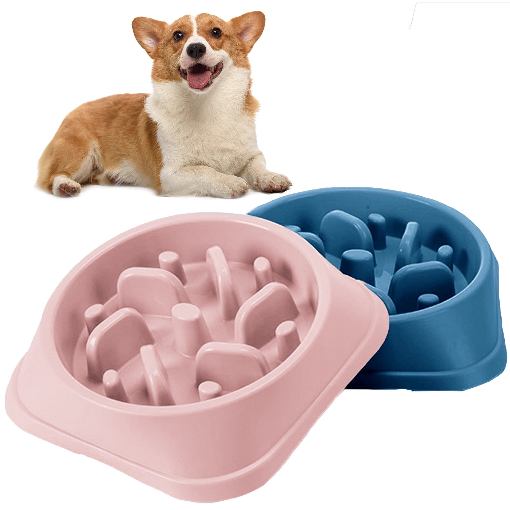 Suhaco Double Slow Feeder Dog Bowls Non Slip AntiGulping Slow Feeding