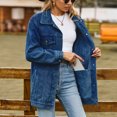 thumbnail image 6 of Leesechin Denim Jackets for Women Denim Jacket Long Sleeve Slimming Cardigan Pocket Coat Tops, 6 of 7