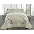 thumbnail image 2 of Ambesonne Dragonfly Quilted Coverlet 3 Pcs, Romantic Sketch Art, King Size, Seafoam and Tan, 2 of 4