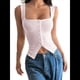 thumbnail image 3 of Camisetas Sin Mangas con Cuello Cuadrado y Botones Acanalados para Mujer, Lindas Camisetas de Verano Sin Mangas Rosa XL, 3 of 7