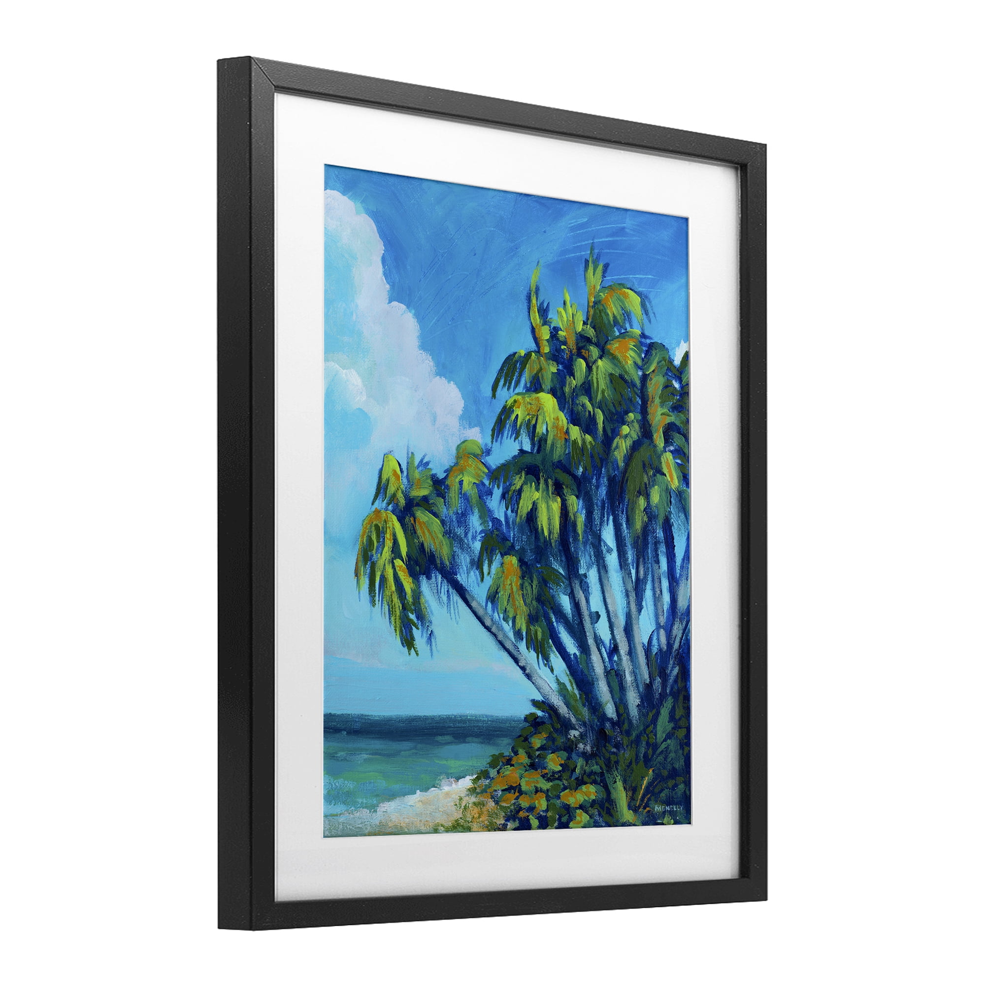 Stupell Industries Cerulean Sky & Palms Black Framed Print Under Glass, design by Dan Meneely