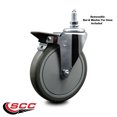 thumbnail image 2 of 6 Inch Gray Polyurethane ½ Inch Threaded Stem Caster with Brake, 2 of 2