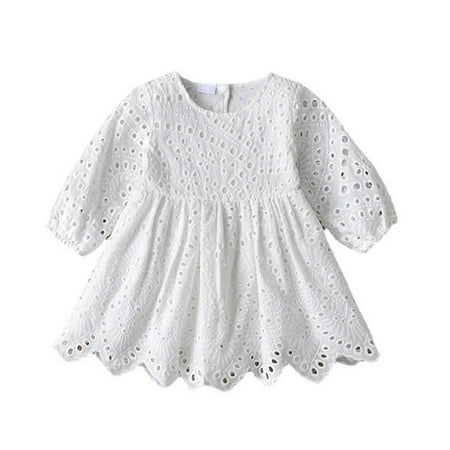 

Baby Girls Long Ruffled Sleeve Solid Patchwork Princess Dress Outfits