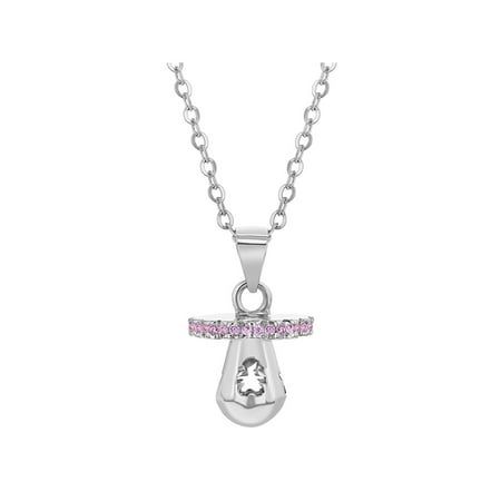 Pacifier Charm Jewelry - 925 Sterling Silver Pacifier Charm New Mom Cubic Zirconia Necklace for Women 18