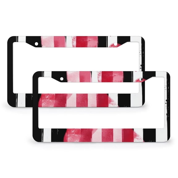 Paw Print Love Hearts Valentines Day License Plate Frames 2 Pieces Pet Lover Gift Auto Car Accessories Tag for US Standard Vehicles for Women Men 2 Round Holes Quality Aluminum License Plate Cover