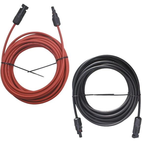 ALL-CARB 1 Pair 30 Ft Solar Panel Extension Cable Wire Connector 12 AWG Wire   Male Female Plug Red and Black