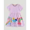 thumbnail image 6 of WIBACKER 2-7T Kids Girls Summer Casual Dresses Cotton Short Sleeve Crew Neck Dress for Toddler - Purple Rainbow, 6 of 9