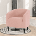 thumbnail image 4 of Magshion Barrel Accent Chair, Sherpa Fabric Upholstered Single Sofa Chair with Padded Armrest, for Living Room Office Bedroom, Soft Pink, 4 of 11