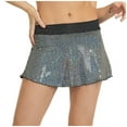 thumbnail image 2 of JNGSA Women's Sequin Mini Skirt Sparkle Stretchy Bodycon Mini Skirts Night Out Party Solid Color High Waist Comfy Elastic Short Skirt Silver, 2 of 5