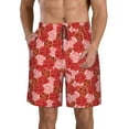 thumbnail image 2 of Uemuo Rose Flowers Pattern Men's Swim Trunks Hawaiian Beach Bathing Suit Swimsuits Beach Quick-Dry Shorts with Pockets-Medium, 2 of 9