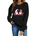 thumbnail image 4 of Womens Valentine Gnome Sweatshirt Cute Oversized Shirt for Her, Soft Lightweight Casual Crewneck, Holiday Gift Idea, Black,Size XL, 4 of 6