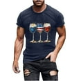thumbnail image 2 of Tnhcen Patriotic T-Shirts for Men Red White and Blue 4th of July Shirt USA Flag Wine Glass Graphic Tee Tops S-3XL, 2 of 5