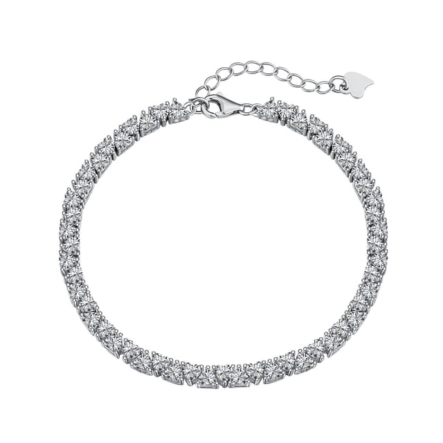 Pulsera estilo hip hop con diseño de lujo y luz con incrustaciones de circonita de color de 3-6 mm y cadena de tenis de plata esterlina S925