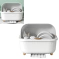 thumbnail image 4 of Caja Multifuncional para Secar Platos con Tapa, Escurridor que Ahorra Espacio para Accesorios de Cocina, Orificio de Drenaje Inferior, Uso Versátil, Ahorra (Blanco L), 4 of 9