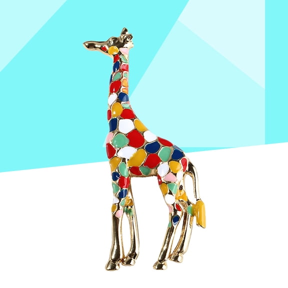 PAMINGONO Giraffe Brooch Pin with Sparkling Rhinestones, Crystal and Enamel Details, Elegant Animal Jewelry Accessory for Women