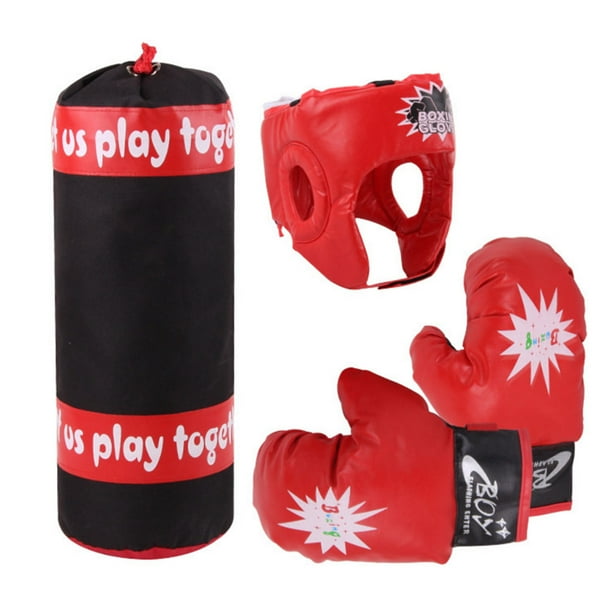 Kids Boxing Gloves Kit Punching Bag Educational Sandbag