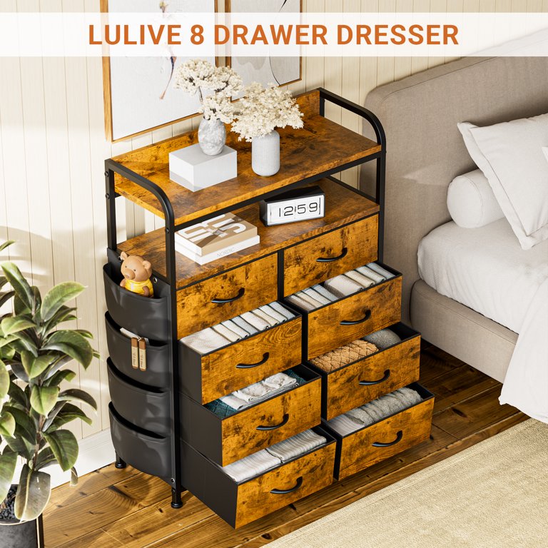  WLIVE Dresser for Bedroom with 10 Drawers, Tall Storage Tower  with Drawer Organizers, Side Pockets and Hooks, Fabric Dresser, Chest of  Drawers for Living Room, Closet, Hallway, Dark Grey : Home