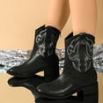 thumbnail image 2 of UngA Woman Cowboy Boots Pull On Cowgirl Boots Mid Calf Western Boots Available in Regular and Wide Calf Black,Size 7, 2 of 7