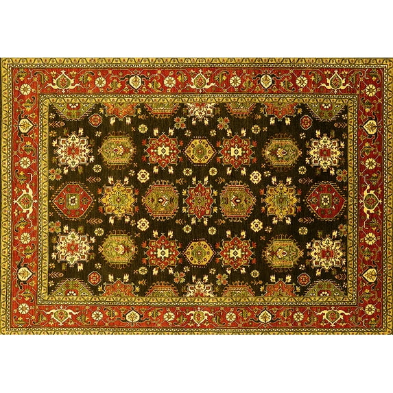 Ahgly Company Indoor Rectangle Oriental Yellow Industrial Area Rugs, 2' x 5'