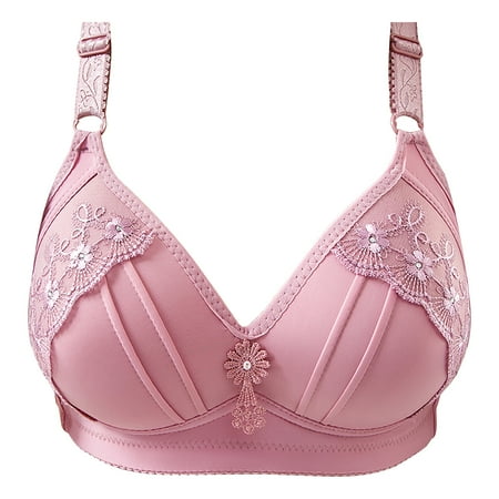 

KDDYLITQ Womens BraComfort Embroidered 2 Pieces Adjustable Straps Bras Bralette Purple 42/95