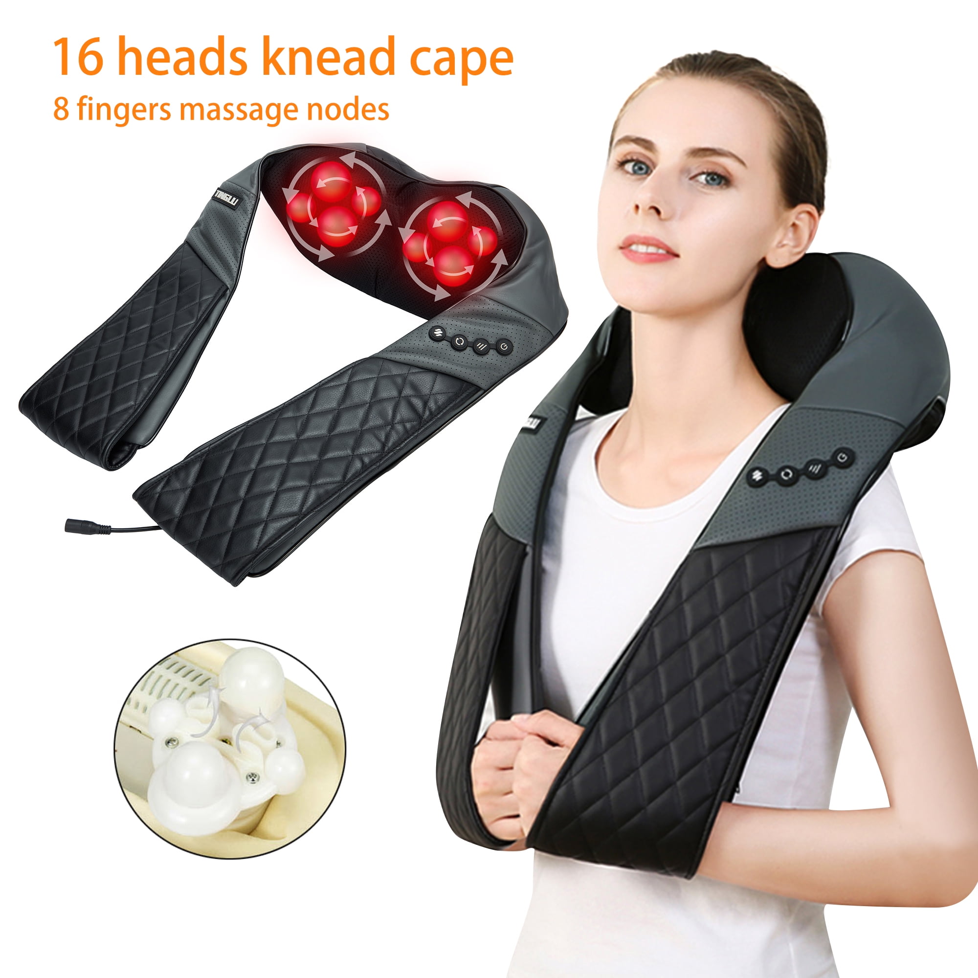 Shiatsu Back and Neck Massager with Heat，Electric Deep Tissue 3D Kneading  Massage Pillow for Shoulder, Legs, Foot and Body, Relax Gifts for Women Men  Mom Dad 