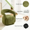 thumbnail image 5 of 360 Degree Swivel Accent Chair, Modern Barrel Vanity Chair with Curved Backrest, Comfy Chenille Armchair Single Sofa with Thick Cushion for Living Room, Green, 5 of 8
